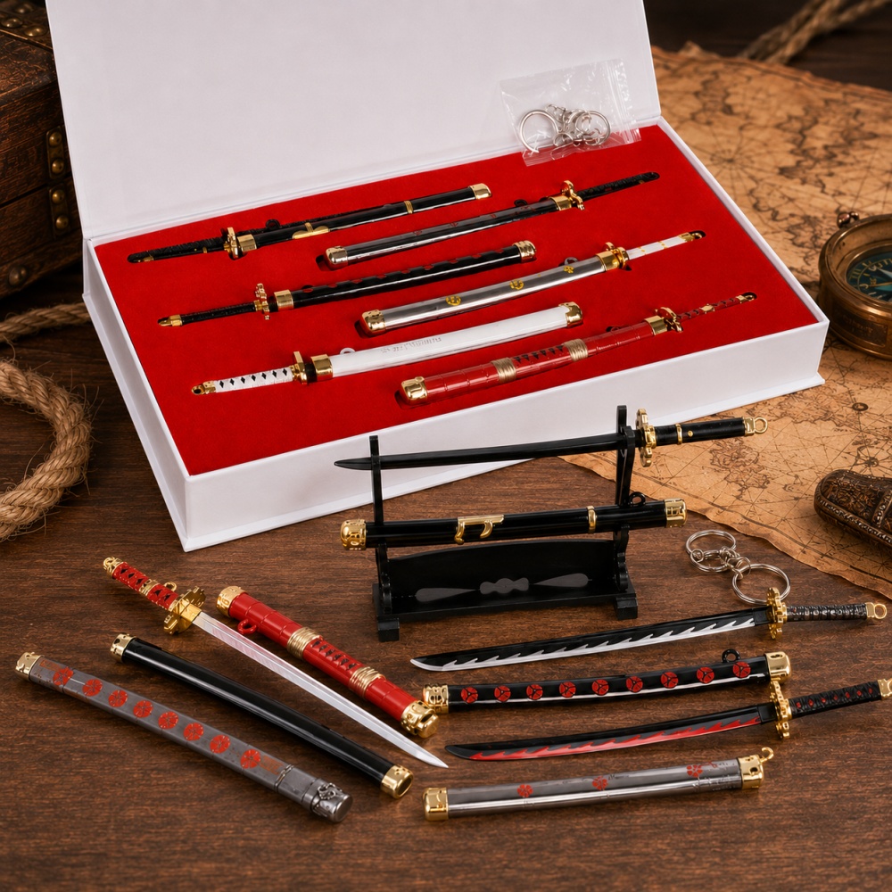 Gaming Accessories Anime - Set Kotak Gantungan Kunci Pedang Zoro