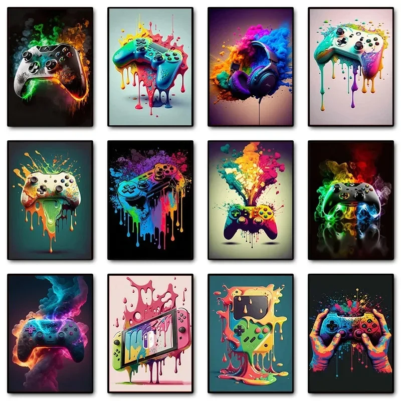 Gaming Accessories Bedroom - Poster Lukisan Kanvas Cetak Minimalis Seni