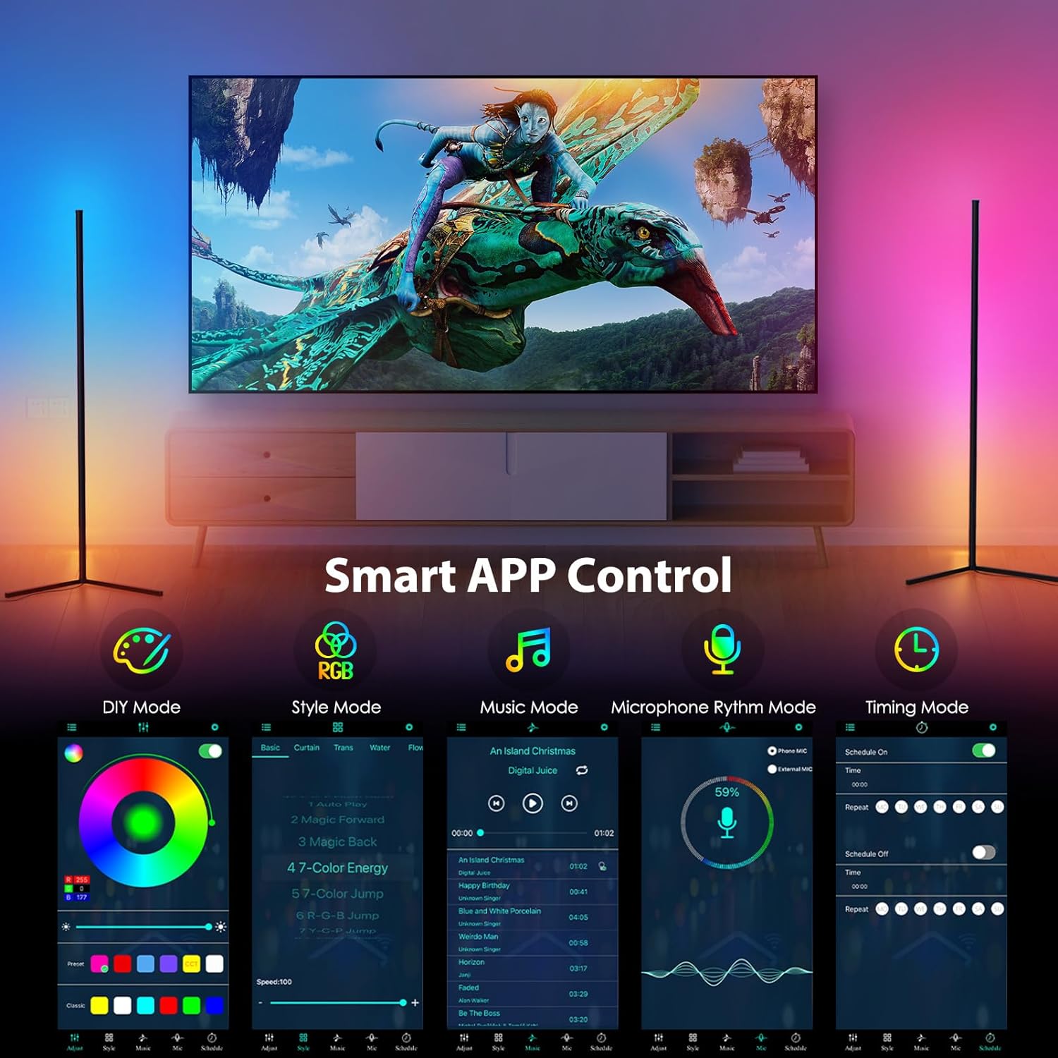 Gaming Accessories Led - Lampu Lantai LED Pintar RGB Kontrol