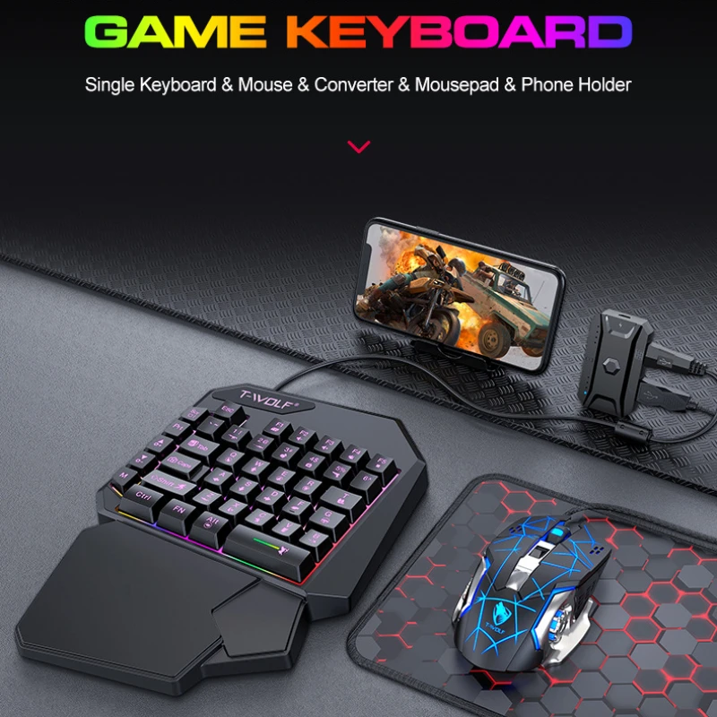 T-WOLF TF900 satu tangan Keybo - Gaming Accessories Bundle ulasan dan harga