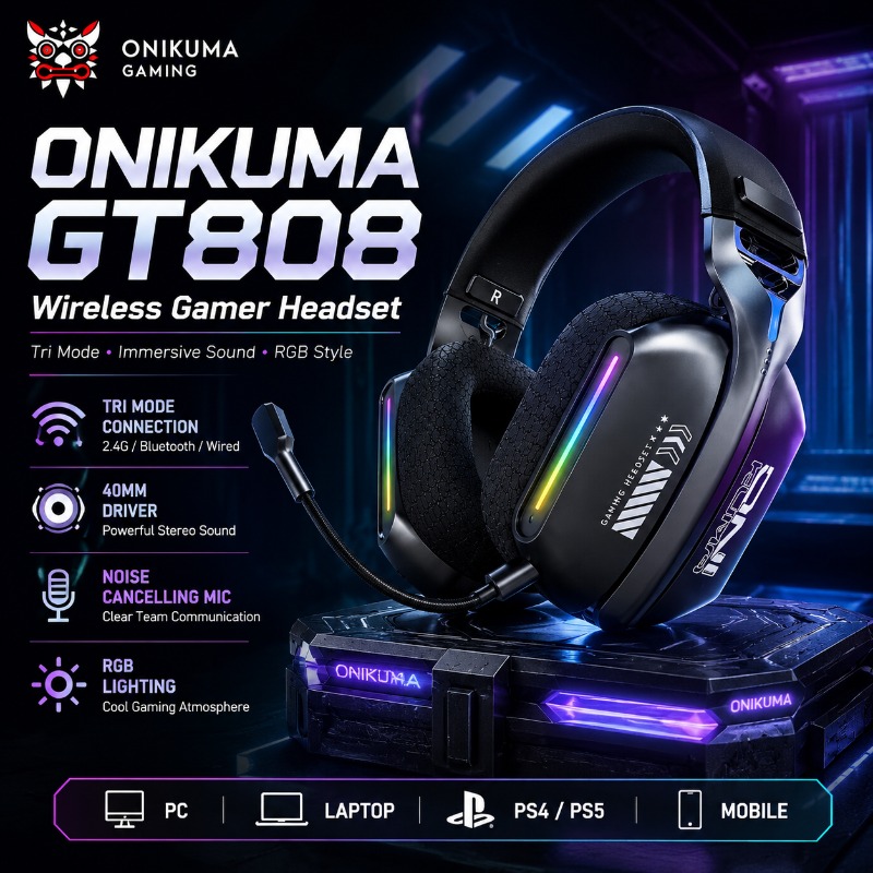ONIKUMA GT808 Headset Gaming N - Venom Gaming Accessories ulasan dan harga