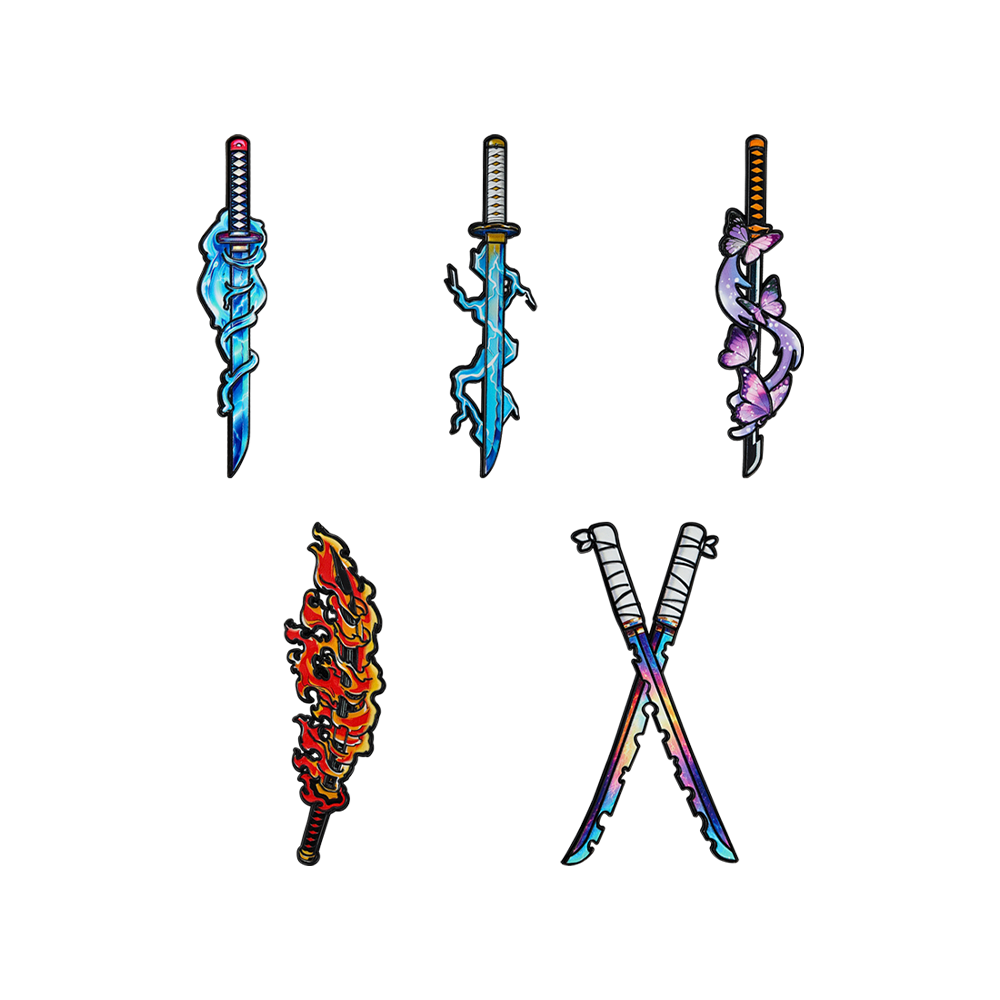 5pcs Set Pin Enamel Pedang Nic - Gaming Accessories Anime ulasan dan harga